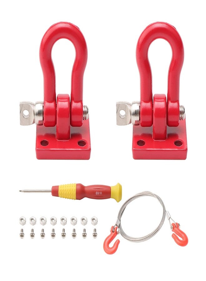 Rchobbytop RC Trailer Hooks 2-Pack Metal Trailer Chain Rope with Tow Hook Winch Shackles for Axial SCX10 Tamiya CC01 TF2 D90 D110 HILUX Wraith Tundra 1/10 RC Rock Crawler Truck Scale Decor Accessories, Red - Image 1